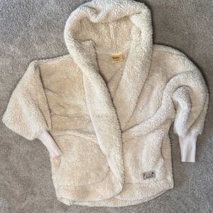 Plush Cream Hooded Sherpa Puffer Jacket